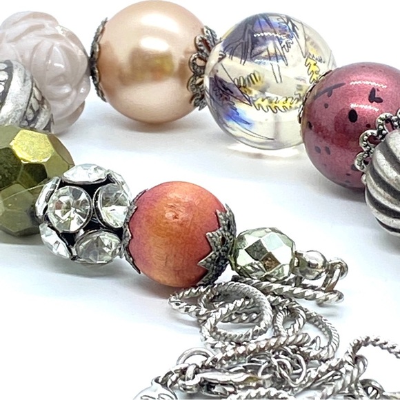 COOKIE LEE Chunky Bead Silvertone Necklace - Picture 7 of 10